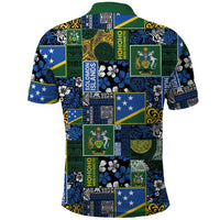 Solomon Islands Meri Kirihimete Polo Shirt Pacific Patchwork Xmas Vibes - Polynesian Pride