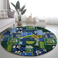 Solomon Islands Meri Kirihimete Round Carpet Pacific Patchwork Xmas Vibes - Polynesian Pride