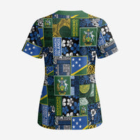 Solomon Islands Meri Kirihimete Scrub Top Pacific Patchwork Xmas Vibes - Polynesian Pride