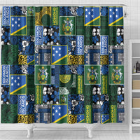 Solomon Islands Meri Kirihimete Shower Curtain Pacific Patchwork Xmas Vibes - Polynesian Pride