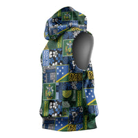 Solomon Islands Meri Kirihimete Sleeveless Hoodie Pacific Patchwork Xmas Vibes - Polynesian Pride