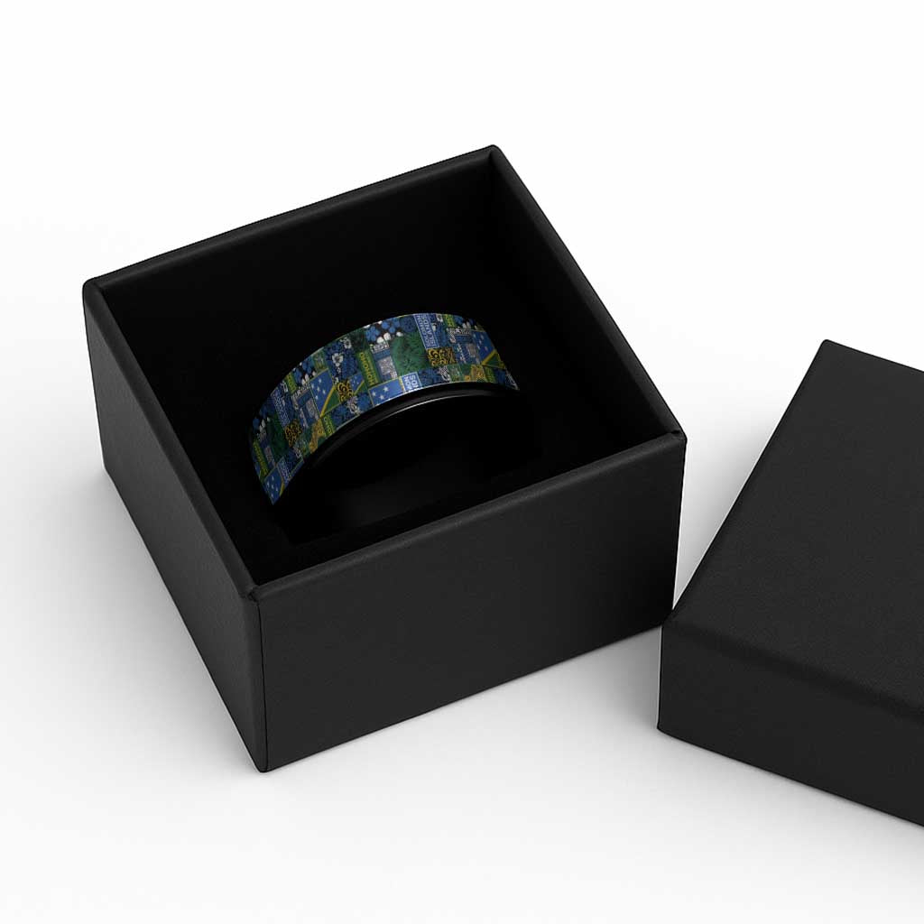 Solomon Islands Meri Kirihimete Spinner Ring Pacific Patchwork Xmas Vibes - Polynesian Pride