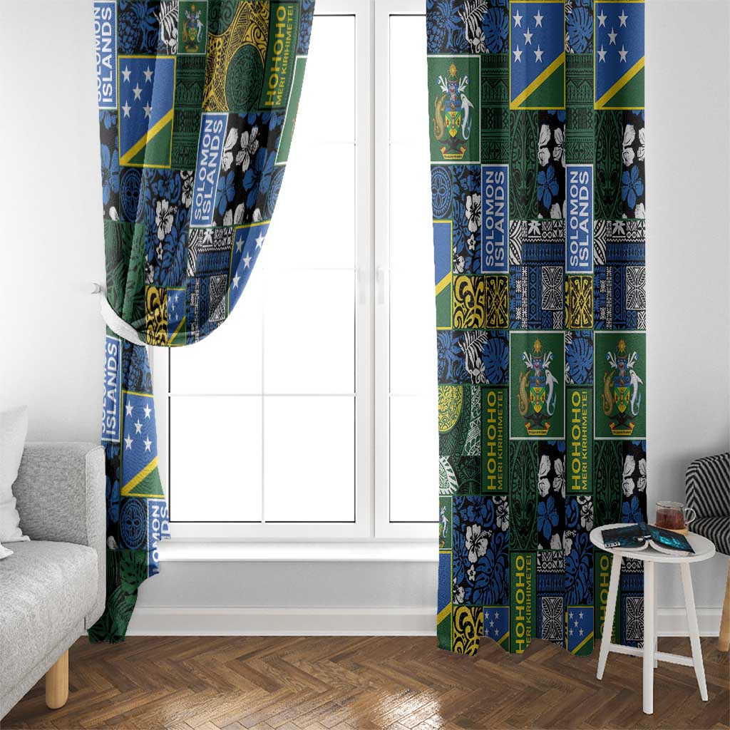 Solomon Islands Meri Kirihimete Window Curtain Pacific Patchwork Xmas Vibes - Polynesian Pride