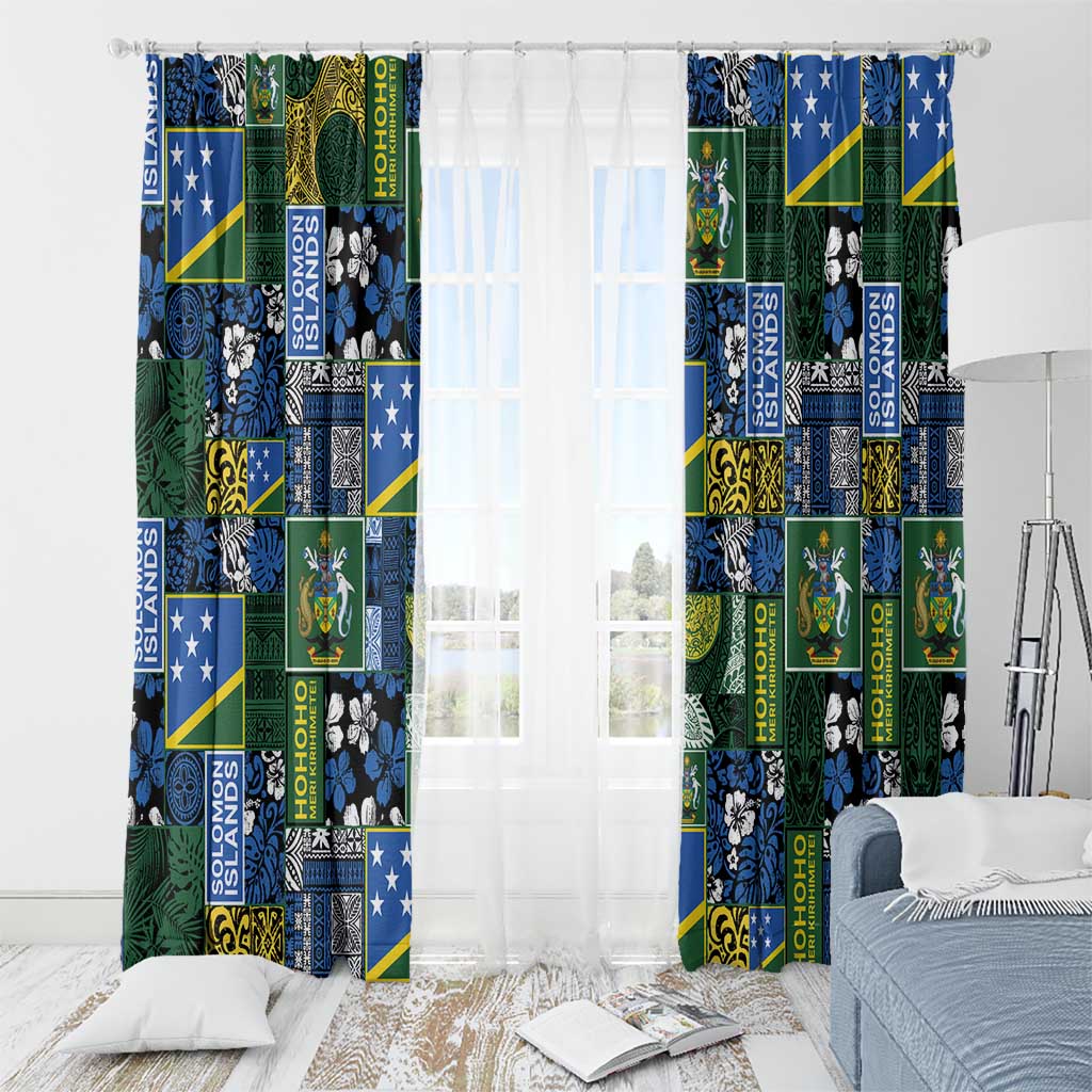 Solomon Islands Meri Kirihimete Window Curtain Pacific Patchwork Xmas Vibes - Polynesian Pride