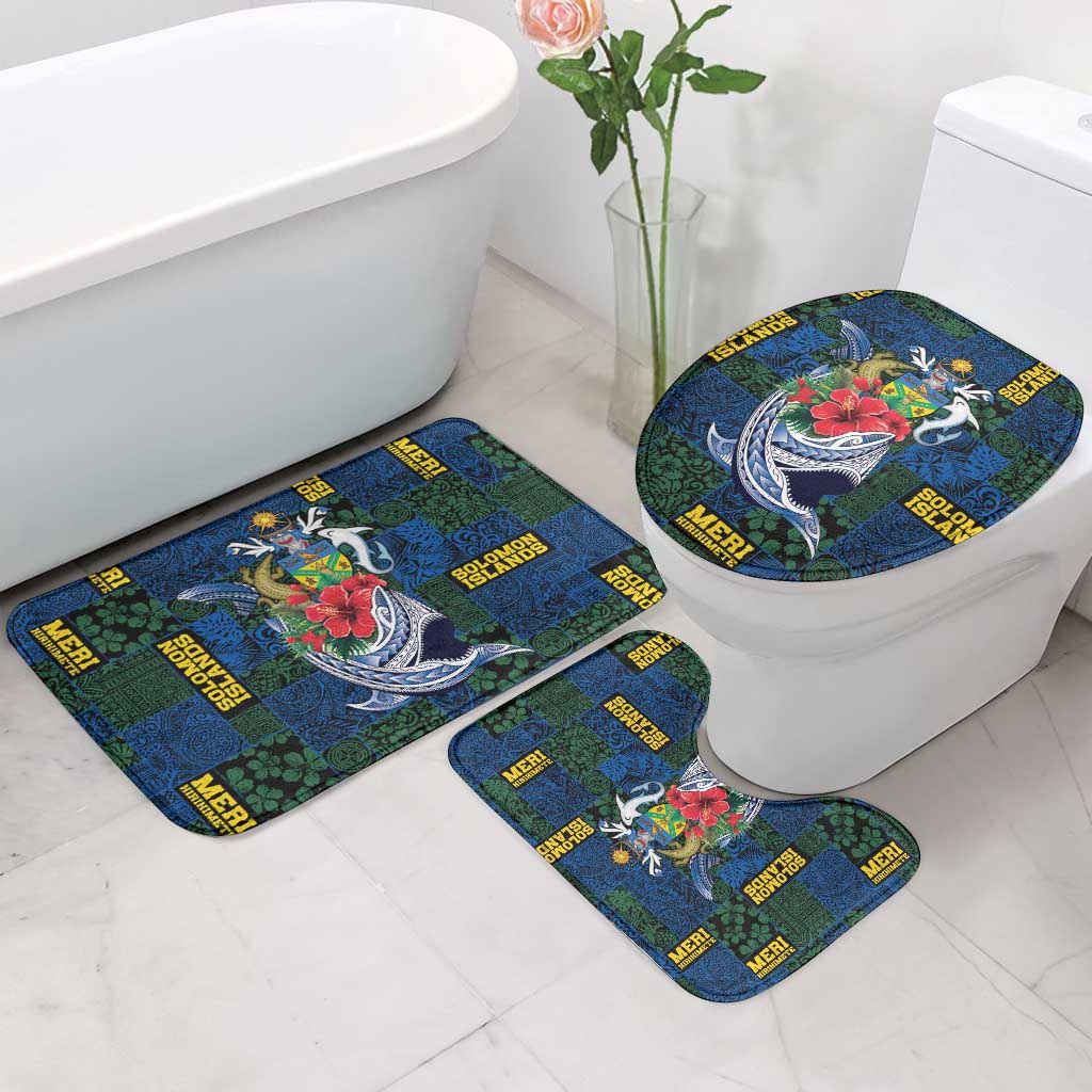 Solomon Islands Meri Kirihimete Bathroom Set Funny Santa Riding Shark - Polynesian Pride