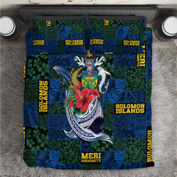 Solomon Islands Meri Kirihimete Bedding Set Funny Santa Riding Shark - Polynesian Pride