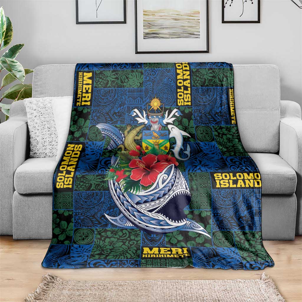 Solomon Islands Meri Kirihimete Blanket Funny Santa Riding Shark - Polynesian Pride