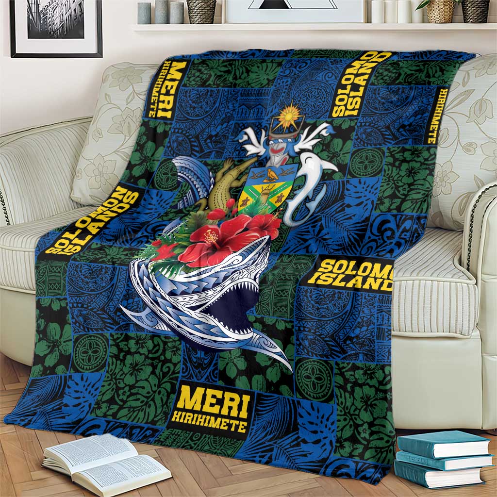 Solomon Islands Meri Kirihimete Blanket Funny Santa Riding Shark - Polynesian Pride