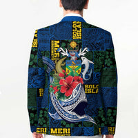 Solomon Islands Meri Kirihimete Blazer Funny Santa Riding Shark - Polynesian Pride