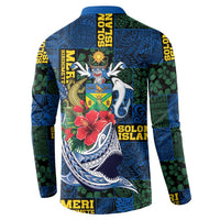 Solomon Islands Meri Kirihimete Button Sweatshirt Funny Santa Riding Shark - Polynesian Pride