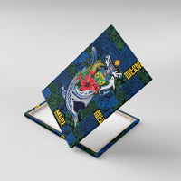 Solomon Islands Meri Kirihimete Canvas Wall Art Funny Santa Riding Shark - Polynesian Pride