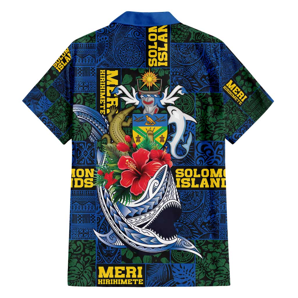 Solomon Islands Meri Kirihimete Family Matching Off Shoulder Maxi Dress and Hawaiian Shirt Funny Santa Riding Shark - Polynesian Pride