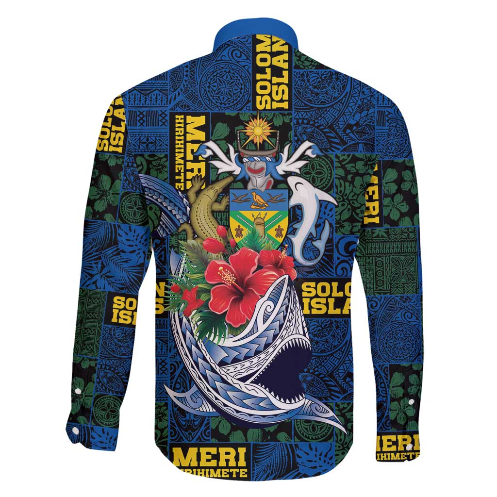 Solomon Islands Meri Kirihimete Family Matching Off Shoulder Maxi Dress and Hawaiian Shirt Funny Santa Riding Shark - Polynesian Pride