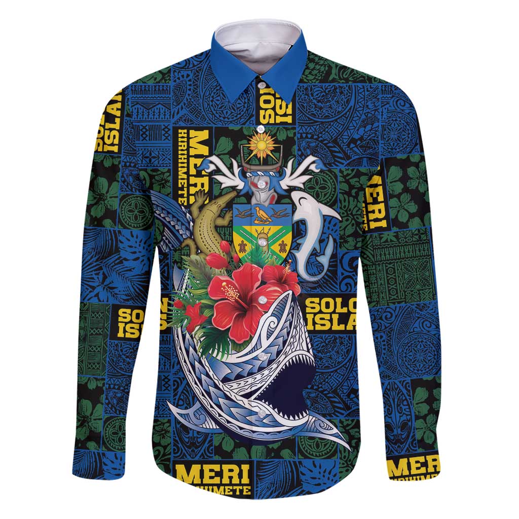 Solomon Islands Meri Kirihimete Family Matching Puletasi and Hawaiian Shirt Funny Santa Riding Shark - Polynesian Pride