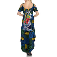 Solomon Islands Meri Kirihimete Family Matching Summer Maxi Dress and Hawaiian Shirt Funny Santa Riding Shark - Polynesian Pride