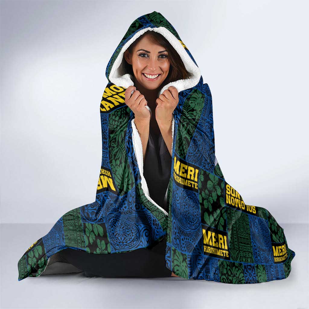 Solomon Islands Meri Kirihimete Hooded Blanket Funny Santa Riding Shark - Polynesian Pride
