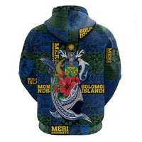 Solomon Islands Meri Kirihimete Hoodie Funny Santa Riding Shark - Polynesian Pride