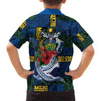 Solomon Islands Meri Kirihimete Kid Hawaiian Shirt Funny Santa Riding Shark - Polynesian Pride