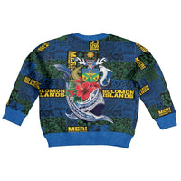 Solomon Islands Meri Kirihimete Kid Ugly Christmas Sweater Funny Santa Riding Shark - Polynesian Pride