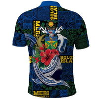 Solomon Islands Meri Kirihimete Polo Shirt Funny Santa Riding Shark - Polynesian Pride