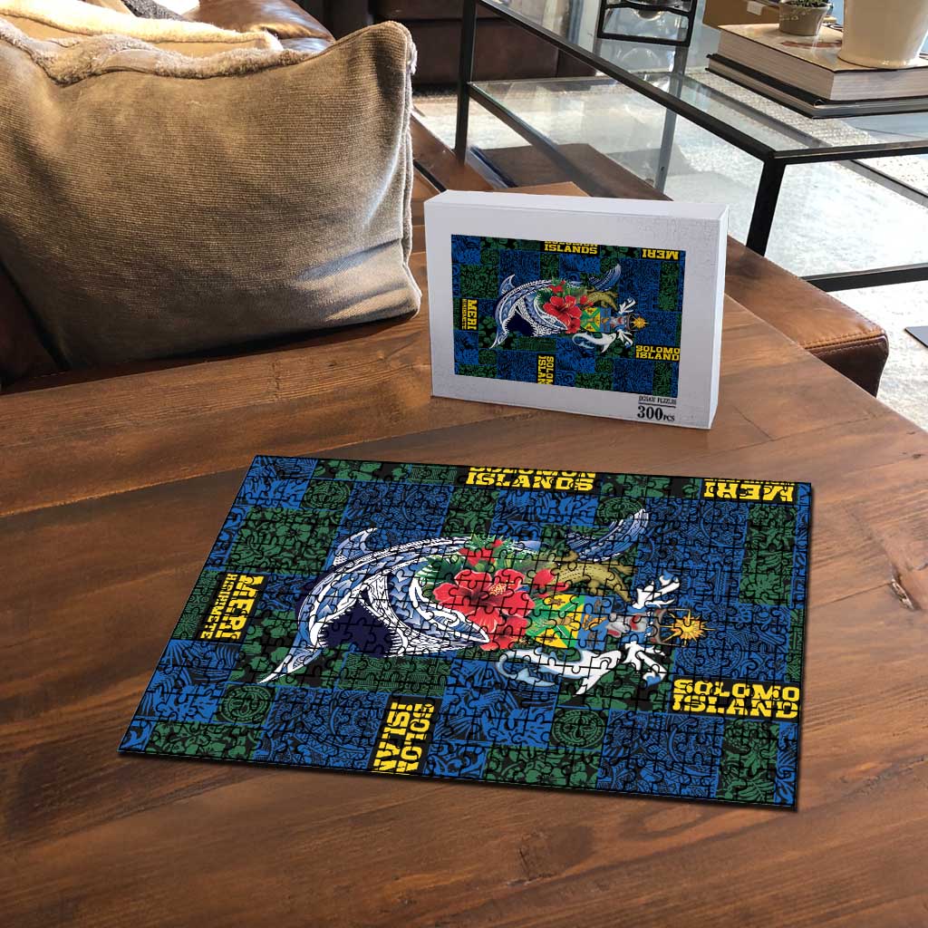 Solomon Islands Meri Kirihimete Puzzle Funny Santa Riding Shark - Polynesian Pride