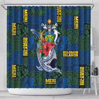 Solomon Islands Meri Kirihimete Shower Curtain Funny Santa Riding Shark - Polynesian Pride