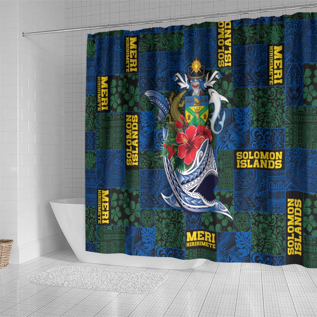 Solomon Islands Meri Kirihimete Shower Curtain Funny Santa Riding Shark - Polynesian Pride