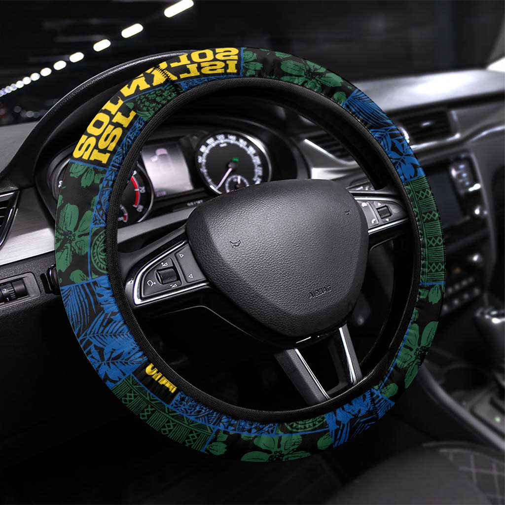 Solomon Islands Meri Kirihimete Steering Wheel Cover Funny Santa Riding Shark - Polynesian Pride