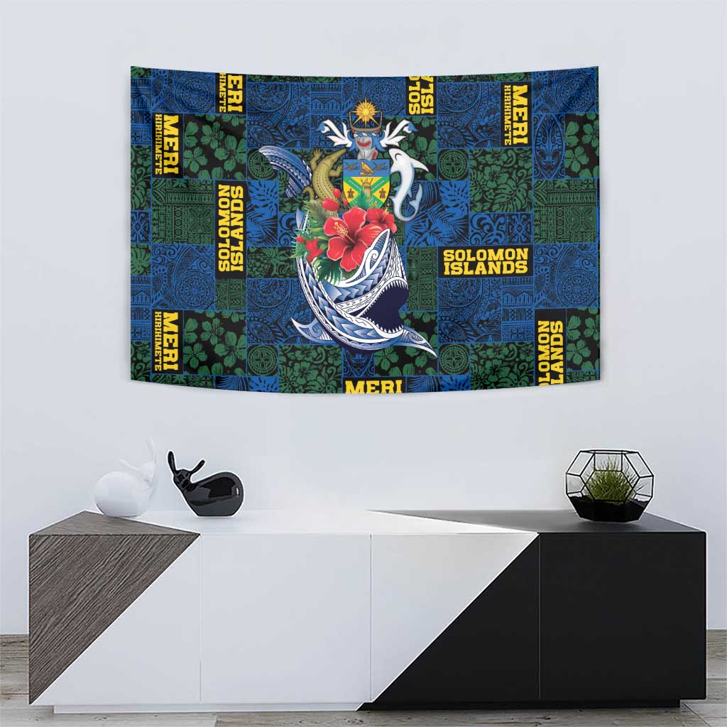 Solomon Islands Meri Kirihimete Tapestry Funny Santa Riding Shark - Polynesian Pride