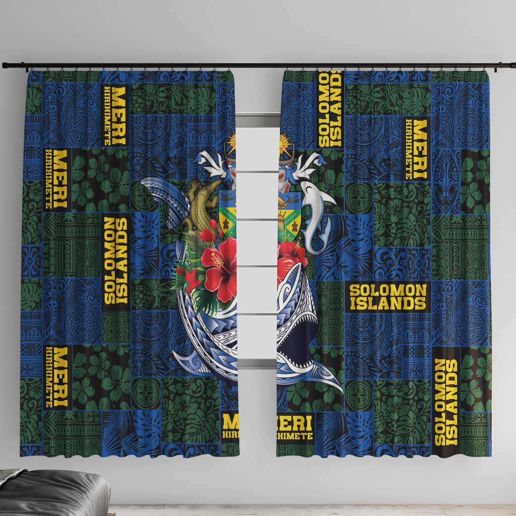 Solomon Islands Meri Kirihimete Window Curtain Funny Santa Riding Shark - Polynesian Pride