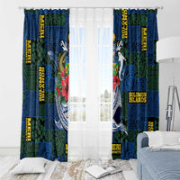 Solomon Islands Meri Kirihimete Window Curtain Funny Santa Riding Shark - Polynesian Pride