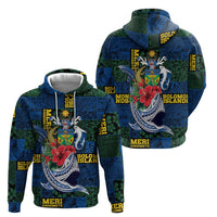 Solomon Islands Meri Kirihimete Zip Hoodie Funny Santa Riding Shark - Polynesian Pride
