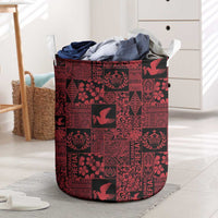 Black Tonga Kilisimasi Fiefia Laundry Basket Pacific Patchwork Xmas Vibes - Polynesian Pride