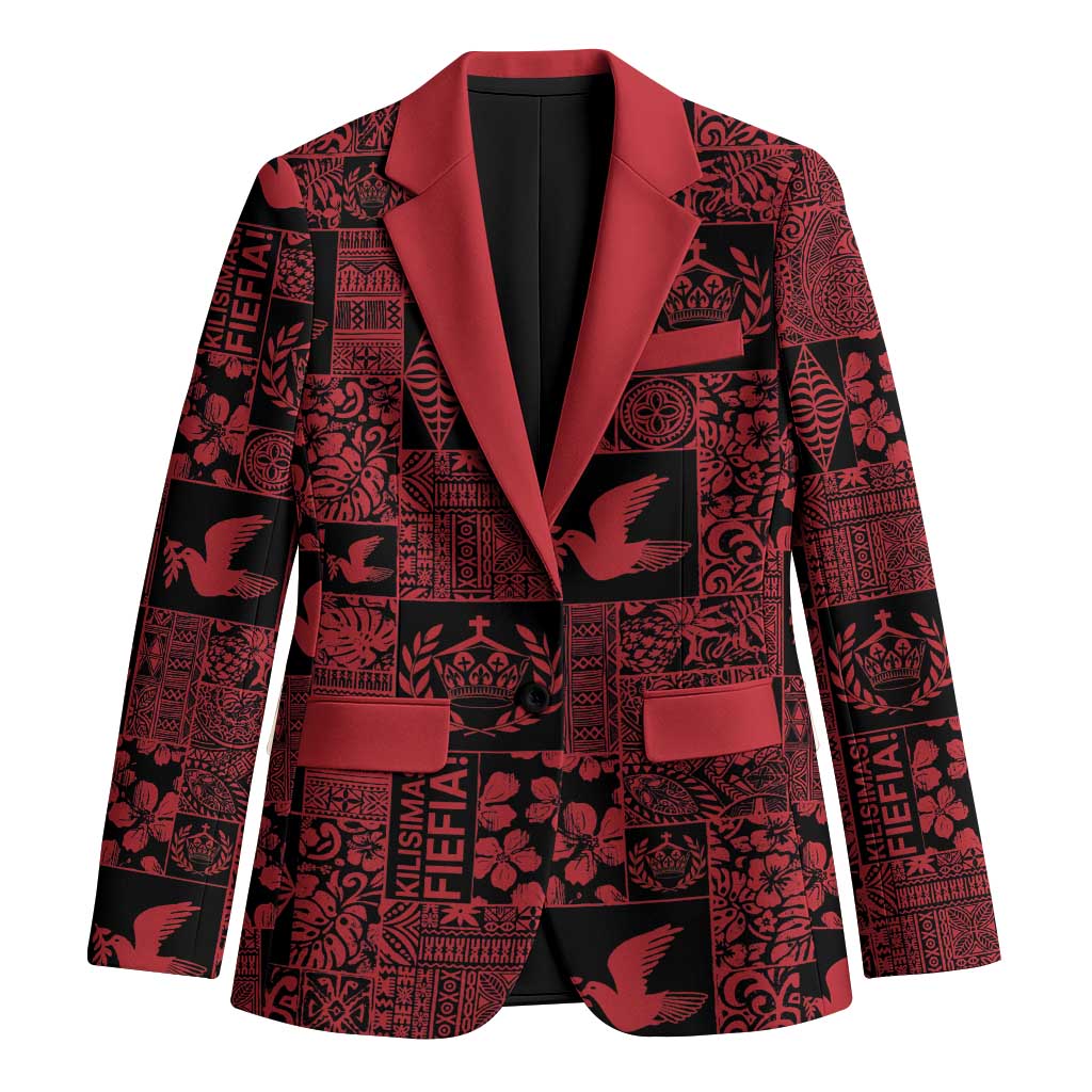 Black Tonga Kilisimasi Fiefia Blazer Pacific Patchwork Xmas Vibes - Polynesian Pride