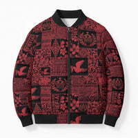 Black Tonga Kilisimasi Fiefia Bomber Puffer Jacket Pacific Patchwork Xmas Vibes - Polynesian Pride