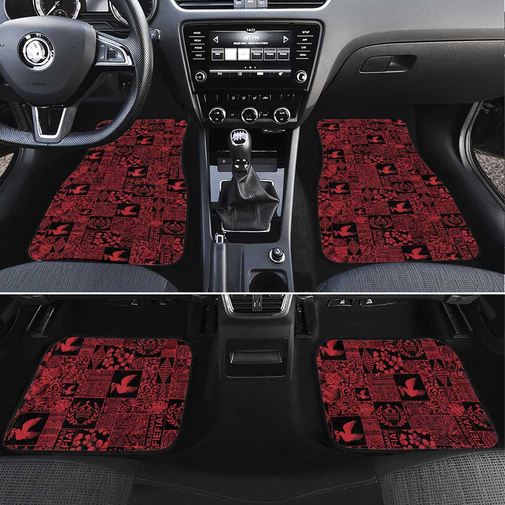 Black Tonga Kilisimasi Fiefia Car Mats Pacific Patchwork Xmas Vibes - Polynesian Pride