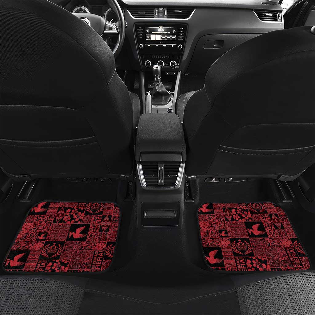 Black Tonga Kilisimasi Fiefia Car Mats Pacific Patchwork Xmas Vibes - Polynesian Pride