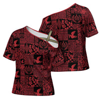 Black Tonga Kilisimasi Fiefia Cross Shoulder Shirt Pacific Patchwork Xmas Vibes - Polynesian Pride