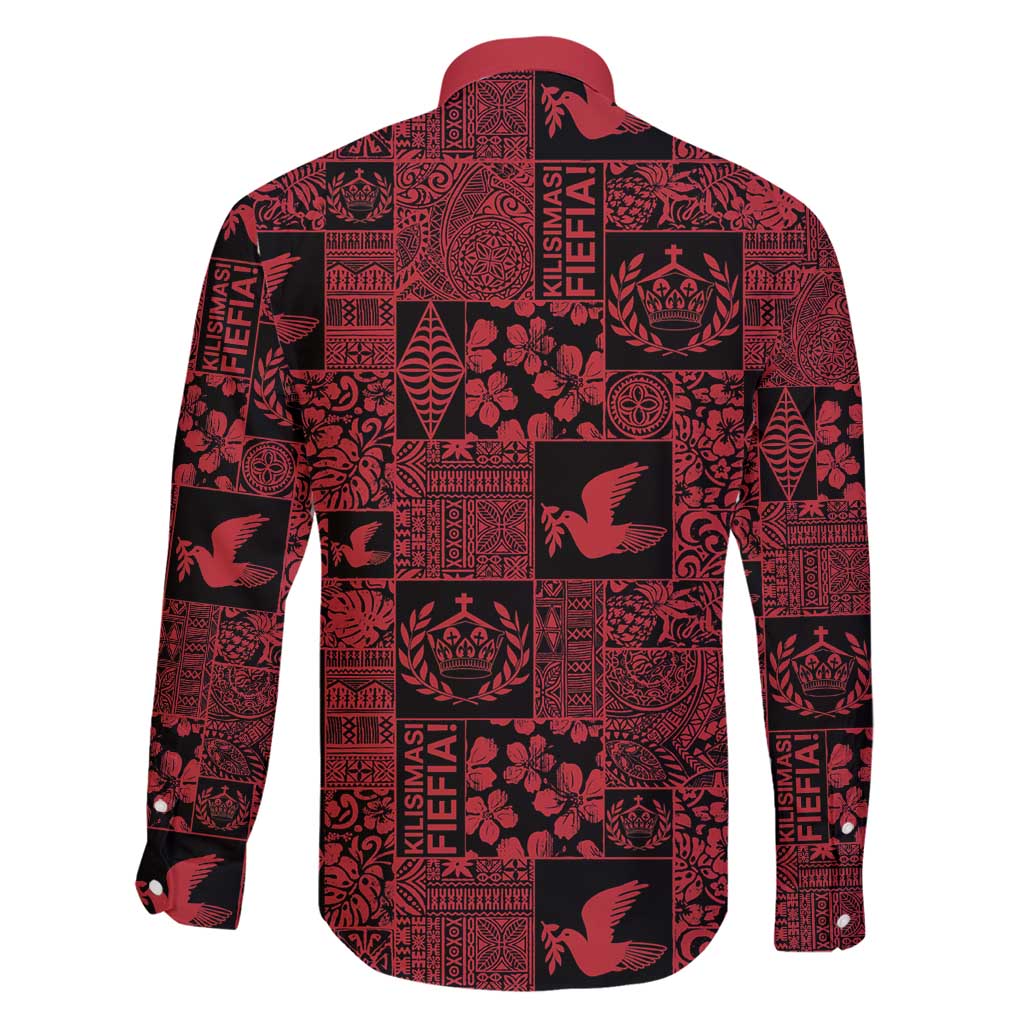 Black Tonga Kilisimasi Fiefia Family Matching Mermaid Dress and Hawaiian Shirt Pacific Patchwork Xmas Vibes - Polynesian Pride