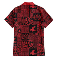 Black Tonga Kilisimasi Fiefia Family Matching Off The Shoulder Long Sleeve Dress and Hawaiian Shirt Pacific Patchwork Xmas Vibes - Polynesian Pride