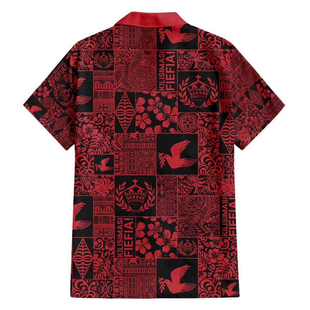 Black Tonga Kilisimasi Fiefia Family Matching Puletasi and Hawaiian Shirt Pacific Patchwork Xmas Vibes - Polynesian Pride
