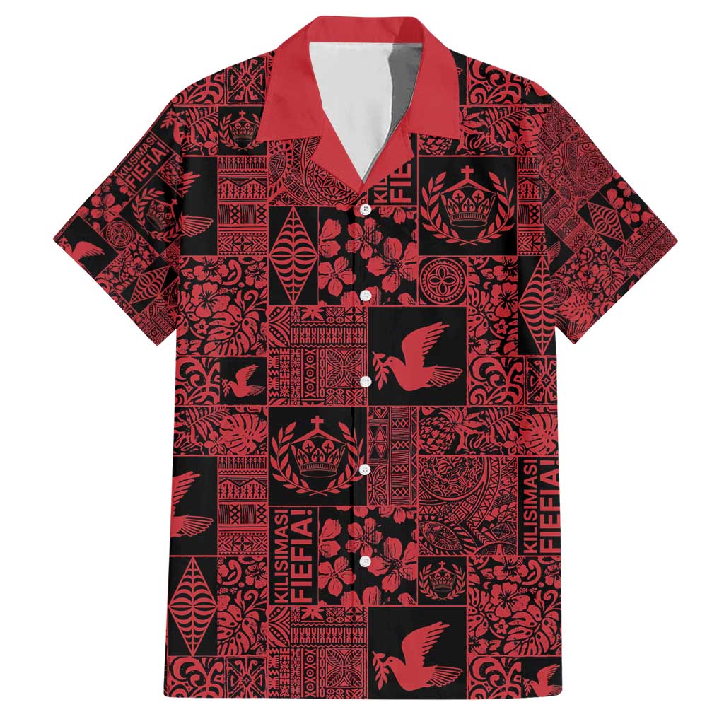 Black Tonga Kilisimasi Fiefia Hawaiian Shirt Pacific Patchwork Xmas Vibes - Polynesian Pride