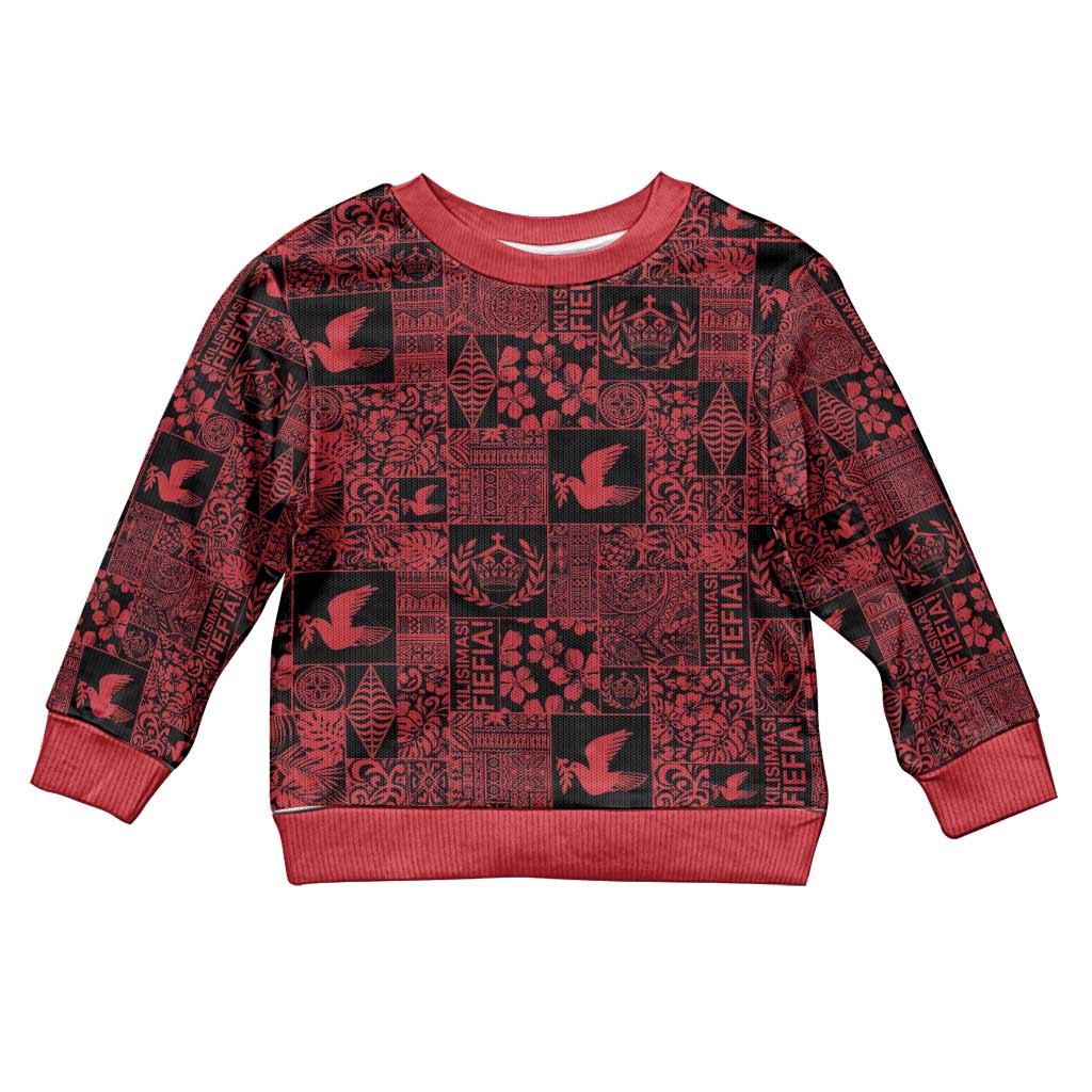 Black Tonga Kilisimasi Fiefia Kid Ugly Christmas Sweater Pacific Patchwork Xmas Vibes - Polynesian Pride