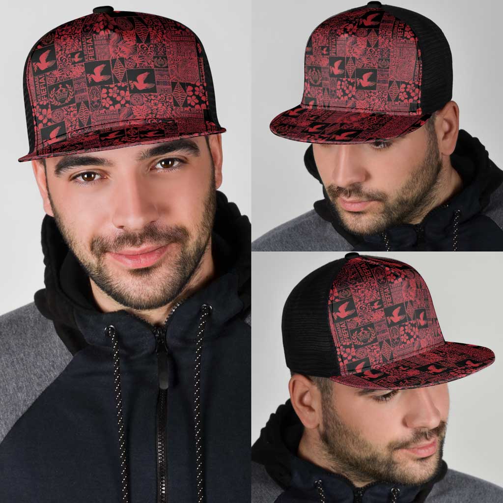 Black Tonga Kilisimasi Fiefia Mesh Trucker Cap Pacific Patchwork Xmas Vibes - Polynesian Pride