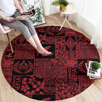Black Tonga Kilisimasi Fiefia Round Carpet Pacific Patchwork Xmas Vibes - Polynesian Pride
