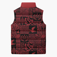 Black Tonga Kilisimasi Fiefia Sleeveless Puffer Jacket Pacific Patchwork Xmas Vibes - Polynesian Pride