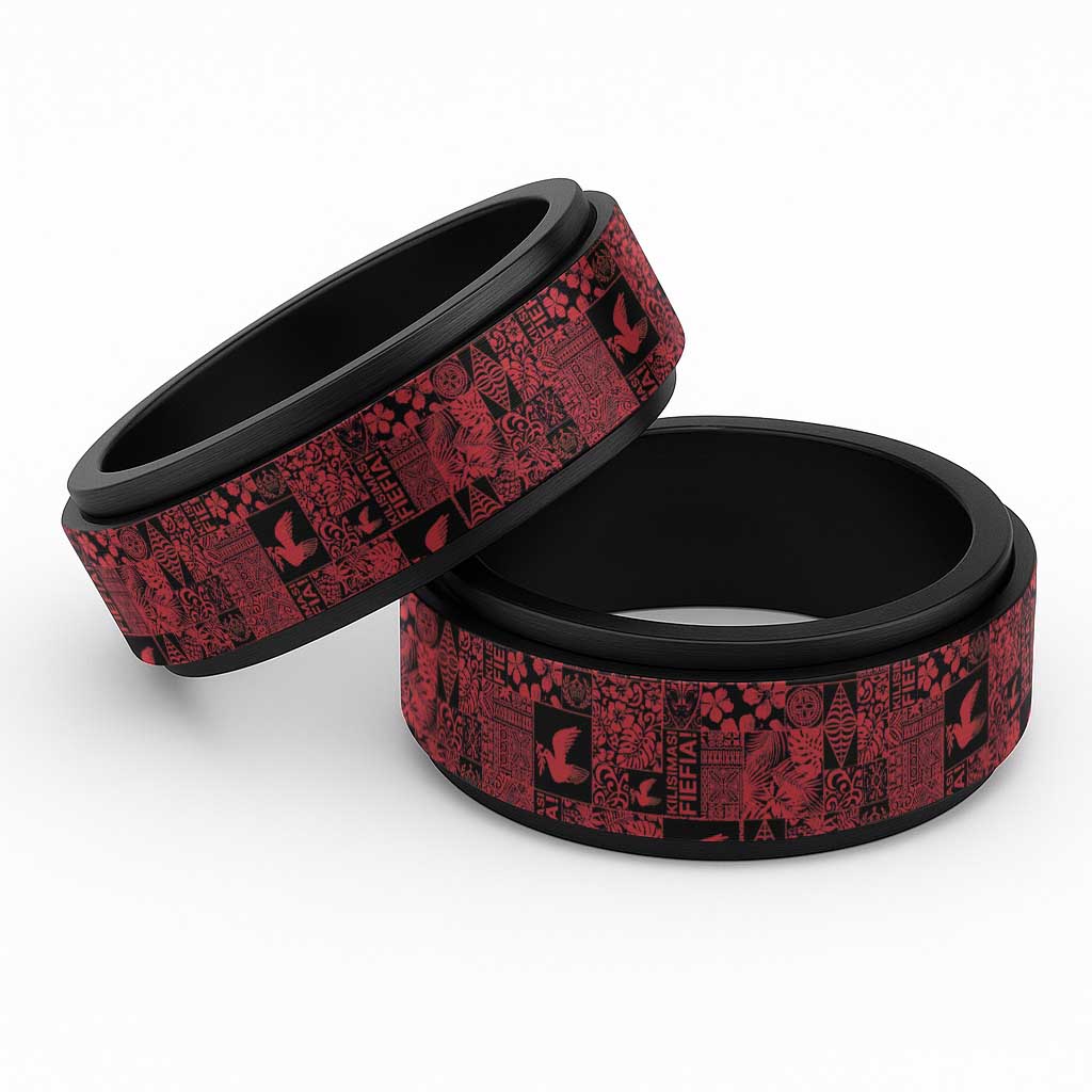 Black Tonga Kilisimasi Fiefia Spinner Ring Pacific Patchwork Xmas Vibes - Polynesian Pride