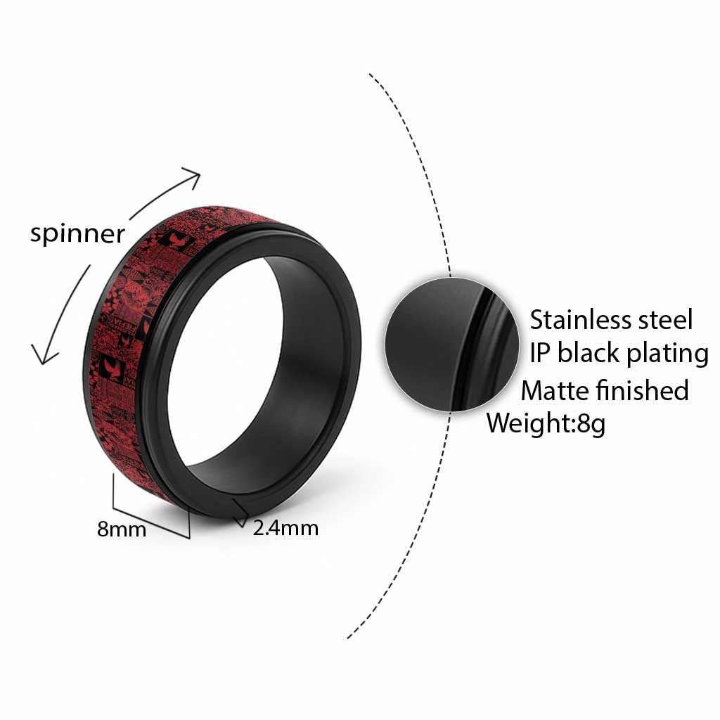 Black Tonga Kilisimasi Fiefia Spinner Ring Pacific Patchwork Xmas Vibes - Polynesian Pride