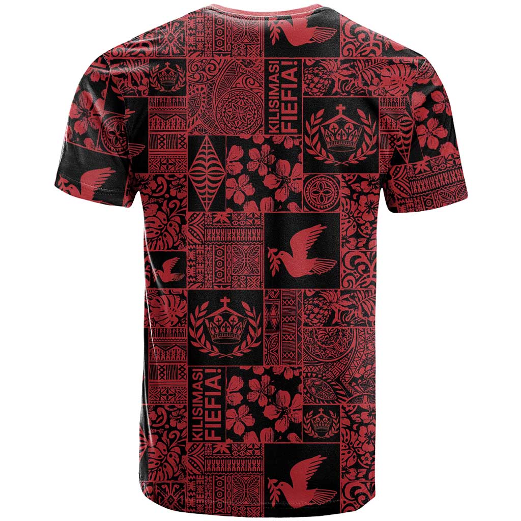 Black Tonga Kilisimasi Fiefia T Shirt Pacific Patchwork Xmas Vibes - Polynesian Pride