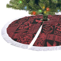 Black Tonga Kilisimasi Fiefia Tree Skirt Pacific Patchwork Xmas Vibes - Polynesian Pride